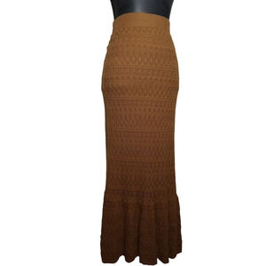 House of Harlow 1960 Brown Crochet Knit Flare Skirt - L